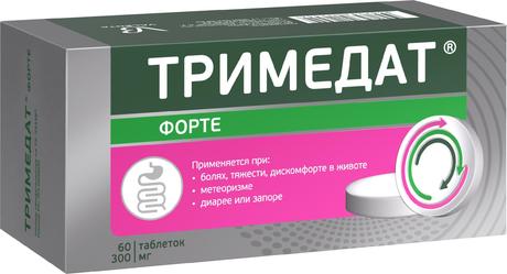 Фото Тримедат форте, таблетки пролонг. покрыт. плен. об. 300 мг, 60 шт.
