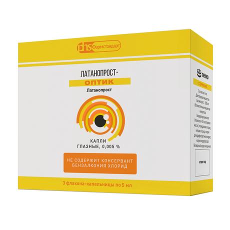 Фото Латанопрост-Оптик, капли глазные 0,005 % флакон/капельница 5 мл, 3 шт.