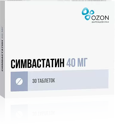 Фото Симвастатин таблетки, покрытые пленочной оболочкой, 40 мг, 30 шт.