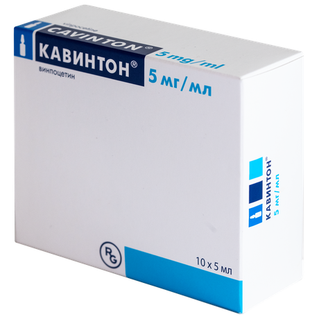 Фото Кавинтон, концентрат для приготовления раствора для инфузий 5 мг/мл, ампулы 5 мл, 10 шт.