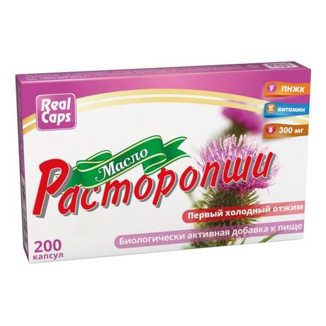 Фото Расторопши масло первый холодный отжим, капсулы 300 мг, 200 шт.