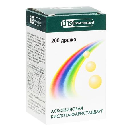 Фото Аскорбиновая кислота, драже 0.25 г, 200 шт.