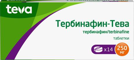 Фото Тербинафин-Тева, таблетки 250 мг, 14 шт.