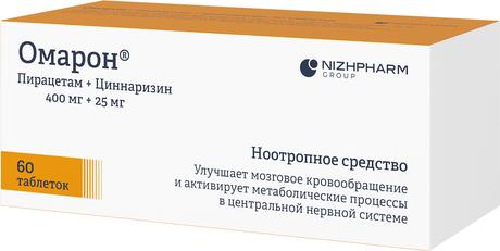 Фото Омарон, таблетки 400 мг+25 мг, 60 шт.