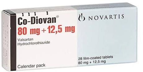 Фото Ко-диован, таблетки покрыт. плен. об. 80 мг+12,5 мг, 28 шт.
