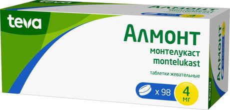 Фото Алмонт, таблетки жевательные 4 мг, 98 шт.