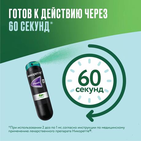Фото Никоретте, спрей мятный для рта 1мг/доза 150 доз 13.2 мл, 1 шт.