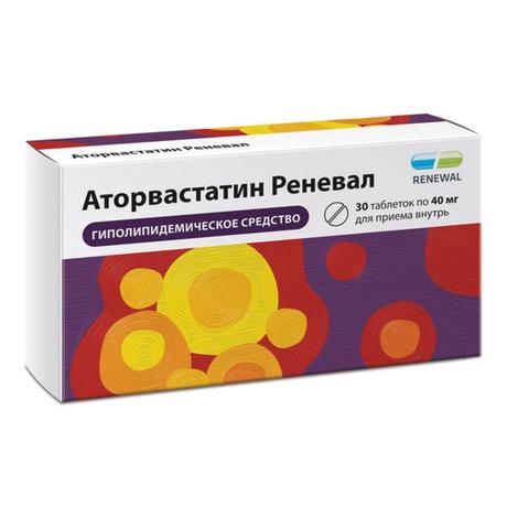 Фото Аторвастатин Реневал, таблетки покрыт. плен. об. 40 мг, 30 шт.