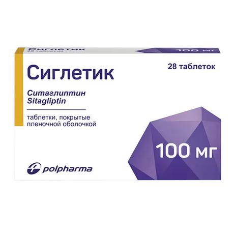 Фото Сиглетик, таблетки покрыт. плен. об. 100 мг, 28 шт.