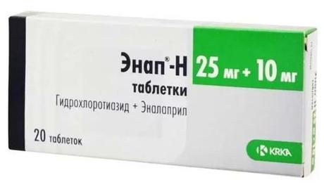 Фото Энап-Н, таблетки 25 мг+10 мг, 20 шт.
