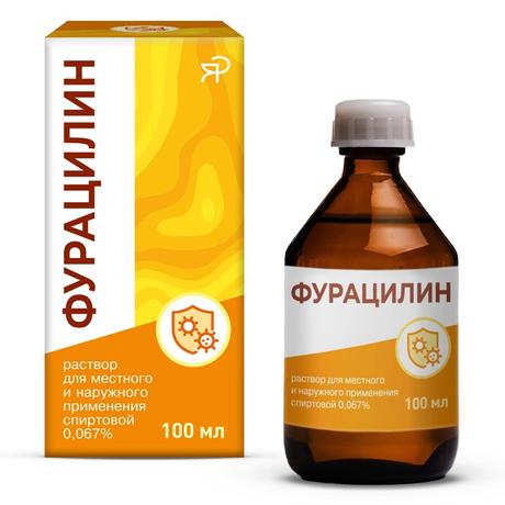 Фото Фурацилина раствор спиртовой 0.067 %, флакон 100 мл 