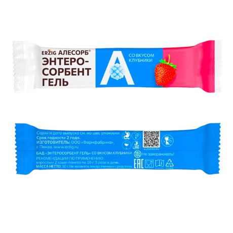 Фото Алесорб Энтеросорбент гель Эрциг, для приема внутрь (клубника) пакет-стик 10 г, 20 шт.