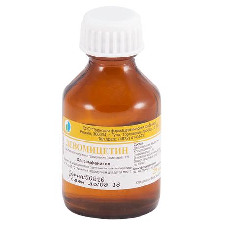 Фото Левомицетин, раствор спиртовой 1%, флакон 25 мл