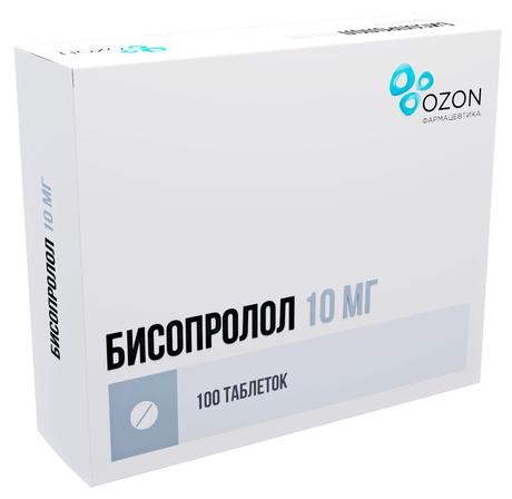 Фото Бисопролол, таблетки в плёночной оболочке 10 мг, 100 шт.