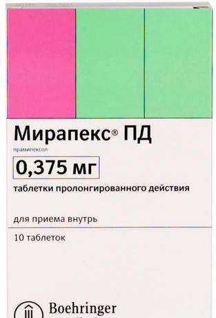 Фото Мирапекс ПД, таблетки пролонг. 0,375 мг, 10 шт.