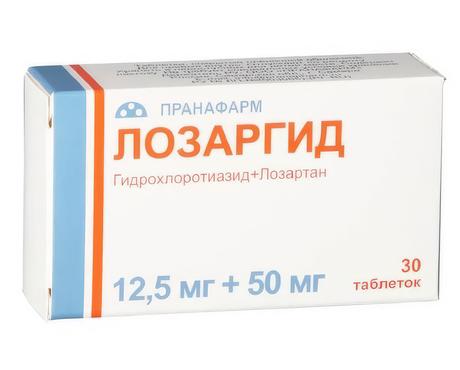 Фото Лозаргид таблетки, покрытые пленочной оболочкой 12,5 мг +50 мг, 30 шт.