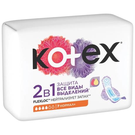 Фото Kotex Нормал+, прокладки 2 в 1, 7 шт.