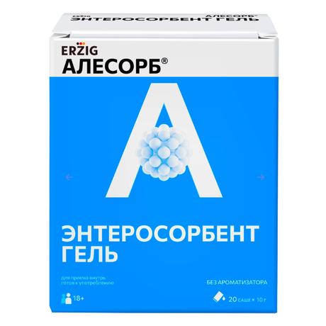 Фото Алесорб Энтеросорбент гель Эрциг, для приема внутрь пакет-стик 10 г, 20 шт.