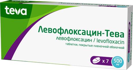 Фото Левофлоксацин-Тева, таблетки покрыт. плен. об. 500 мг, 7 шт.