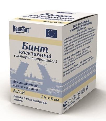 Фото Вариант, бинт когезивный самофиксирующийся эластичный белый (6 см х 4 м)