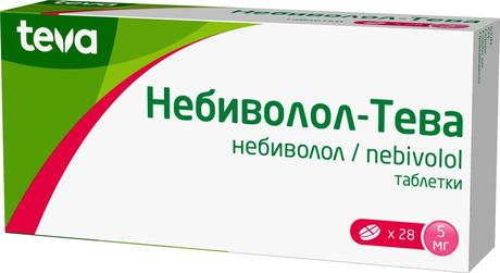 Фото Небиволол-Тева, таблетки 5 мг, 28 шт.