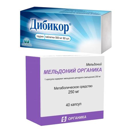 Фото Набор Дибикор табл х60 и Мельдоний Органика капс х40