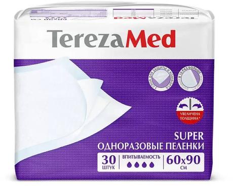 Фото TerezaMed Super, пеленки одноразовые, 60 см х 90 см, 30 шт.