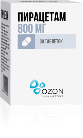 Фото Пирацетам таблетки, покрытые пленочной оболочкой 800 мг, 30 шт.