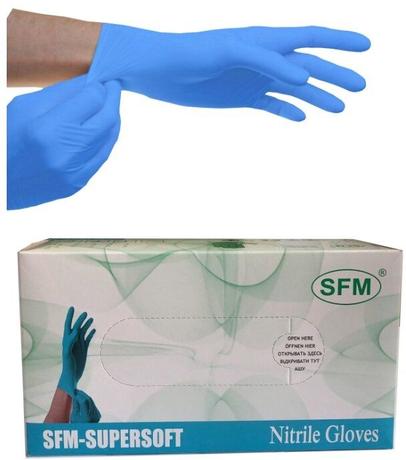 Фото Перчатки синтетические нитриловые неопудренные, размер L (голубые), 100 пар