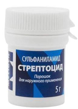 Фото Стрептоцид, порошок, 5 г (банка)