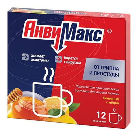 Фото Анвимакс, порошок для приготовления раствора для приема внутрь (лимон-мед) 5 г, 12 шт.