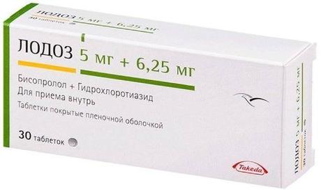 Фото Лодоз, таблетки покрыт. плен. об. 5 мг+6,25 мг, 30 шт.