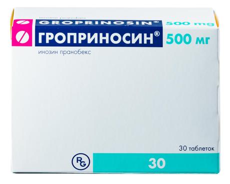 Фото Гроприносин, таблетки 500 мг, 30 шт.