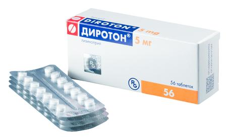 Фото Диротон, таблетки 5 мг, 56 шт.