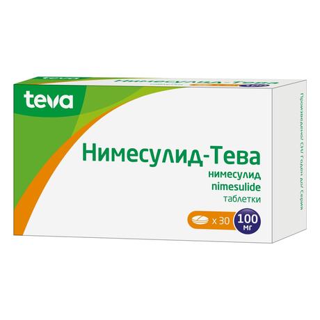 Фото Нимесулид-Тева, таблетки 100 мг, 30 шт. (Блюфарма-Индустрия Фармацеутика, С.А.)
