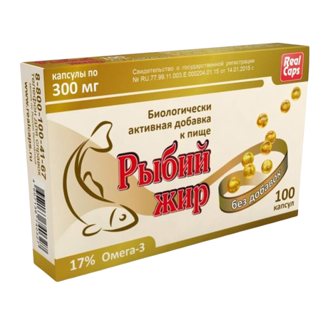 Фото Рыбий жир, капсулы 300 мг, 100 шт.