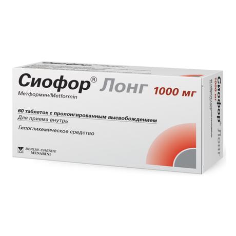 Фото Сиофор Лонг, таблетки с пролонгированным высвобождением 1000 мг, 60 шт.