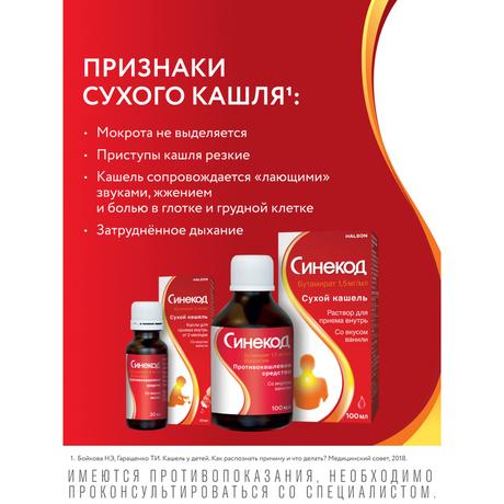 Фото Синекод 5 мг/мл, капли для приема внутрь для детей 20 мл, 1 шт.