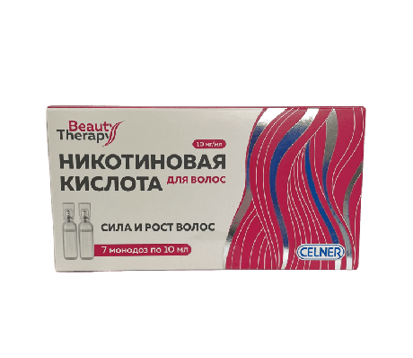 Фото BeautyTherapy, никотиновая кислота для волос 10 мг/мл, монодозы 10 мл, 7 шт.