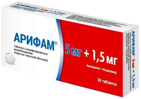 Фото Арифам, таблетки покрыт. плен. об. 5 мг+1,5 мг, 30 шт.