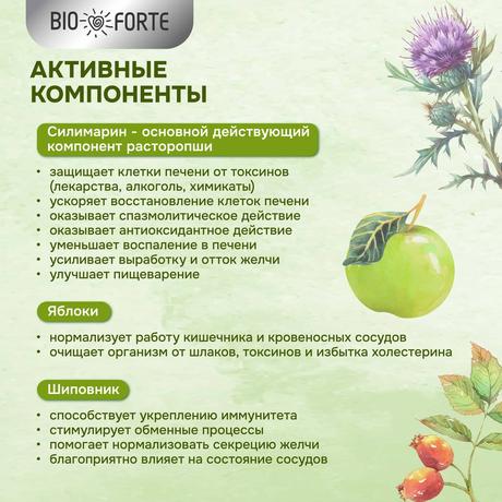 Фото Расторопша шрот BioForte яблоко с шиповником, 100 г
