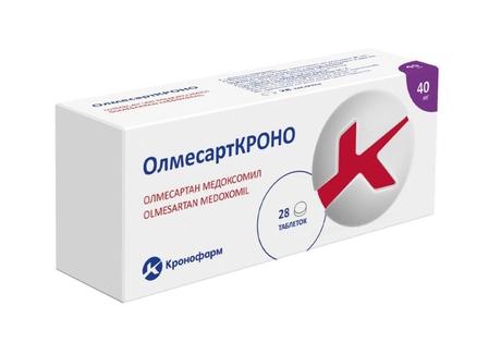 Фото ОлмесартКРОНО, таблетки покрытые пленочной оболочкой 40 мг, 28 шт.