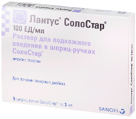Фото Лантус СолоСтар, раствор для инъекций 100 ЕД/мл, шприц-ручки 3 мл, 5 шт.