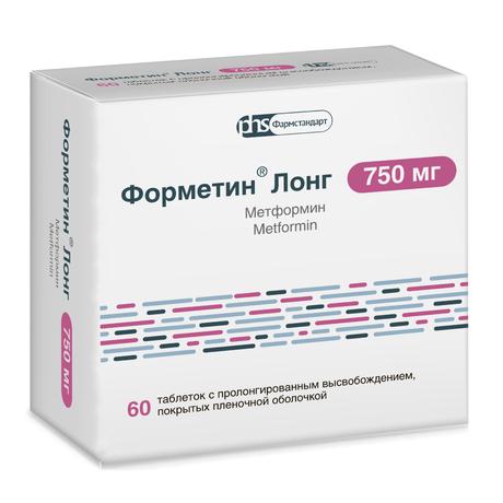 Фото Форметин Лонг, таблетки с пролонгированным высвобождением, покрытые пленочной оболочкой 750 мг, 60 шт.
