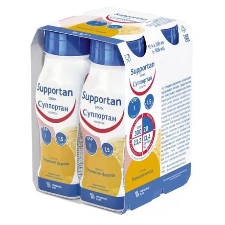 Фото Суппортан, напиток тропические фрукты 200 мл, 4 шт.