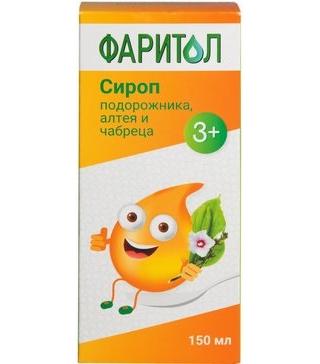 Фото Фаритол, сироп подорожника, алтея и чабреца, 150 мл