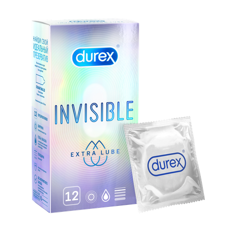 Фото Презервативы Durex Invisible Extra Lube, 12 шт.