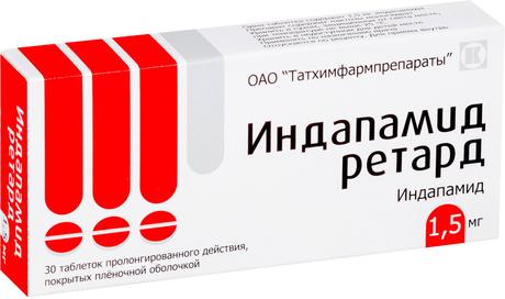 Фото Индапамид ретард, таблетки покрыт. плен. об. пролонгированного высвобождения 1,5 мг (Татхимфармпрепараты), 30 шт.