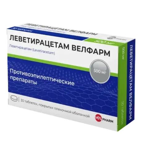 Фото Леветирацетам Велфарм, таблетки покрыт. плен. об. 500 мг, 30 шт.