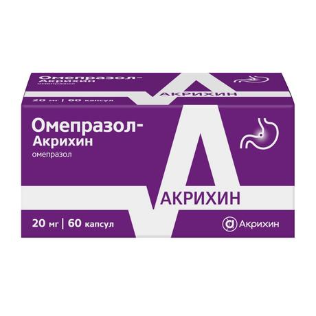 Фото Омепразол-Акрихин, капсулы кишечнорастворимые 20 мг, 60 шт.
